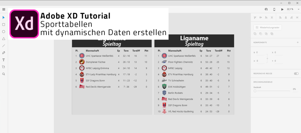 Sporttabellen Mit Dynamischen Daten Erstellen Adobe Xd Tutorial